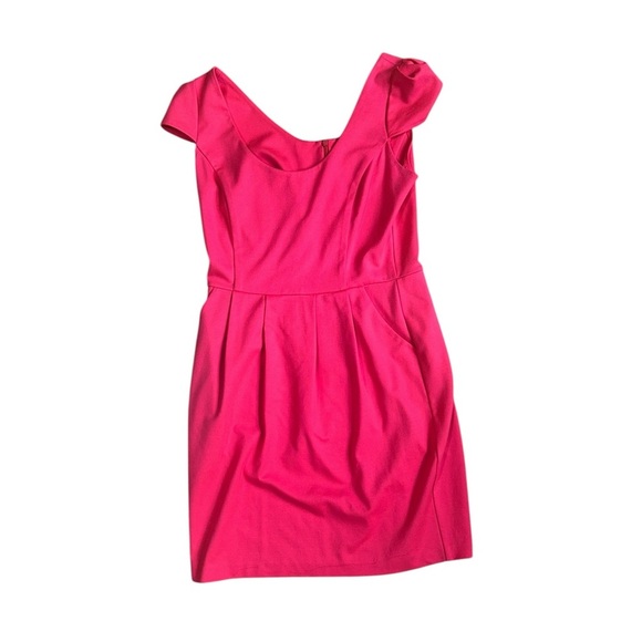 Amanda Uprichard Short Sleeve Bright Coral Pink Pleated Pocket Dress Medium - Picture 3 of 10